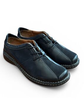 Josef Seibel Fergey Style Leather Suede Lace Up Shoe Comfort EU40 US9 Black Walk